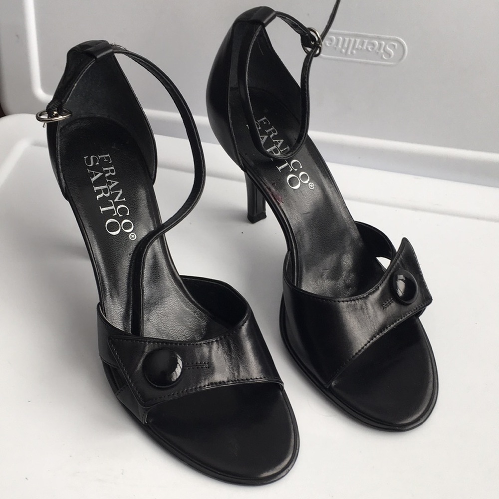 Franco Sarto leather ankle strap heels